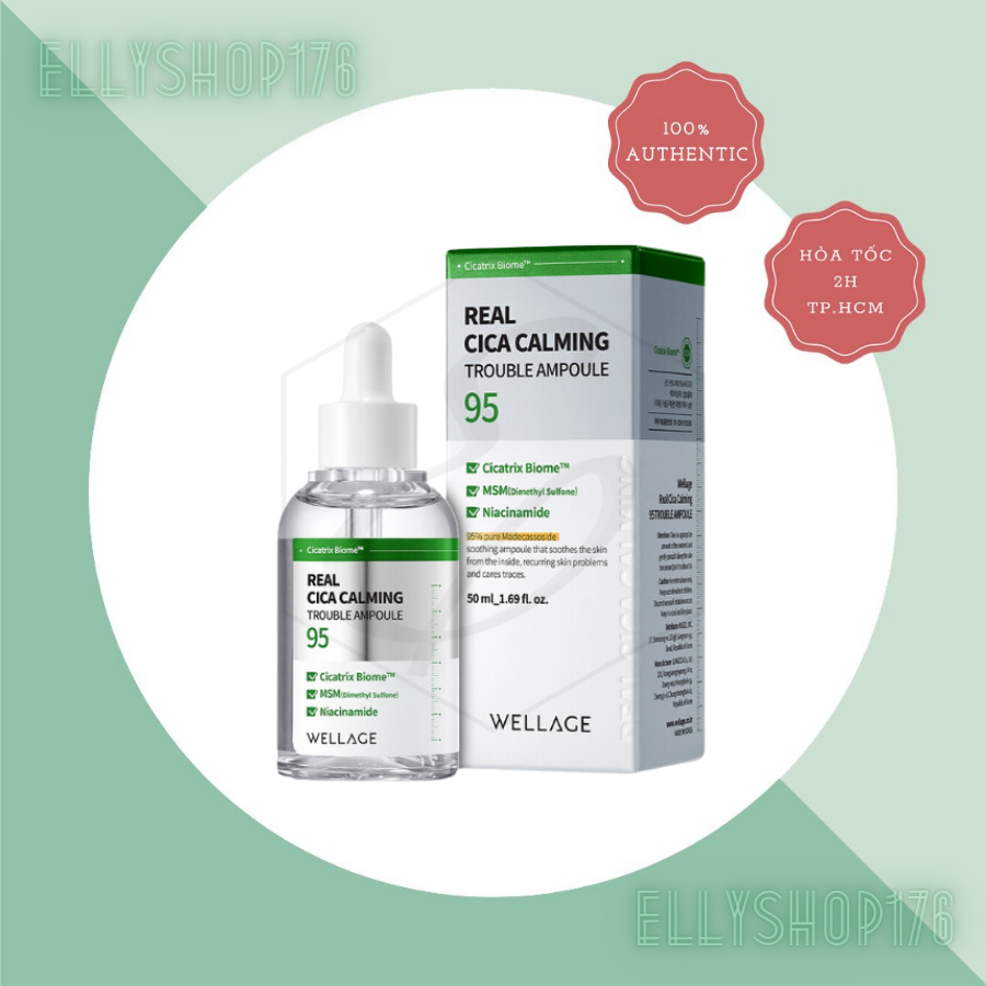Tinh Chất Dưỡng Ẩm, Phục Hồi & Dịu Da Mụn Wellage Real Cica Calming 95 Trouble Ampoule